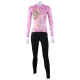 Pink Fashion Patterned Women Sport Suits Quick Drying Windproof Cycling Jersey