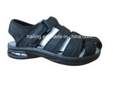 2 Colour Full Grain Leather Mesn Sandal