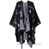 High Quality Star jacquard Wool Imitation Lady Cape / Shawl (H23)