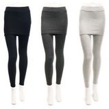 Soft Stretch Cotton Footless Women's Solid Color Skirt Leggings (SR8202-1)