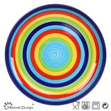 10.5inch Multi-Color Hand Painting Strip Dinner Plate