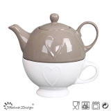 Down White up Greay Tea Pot for One Person
