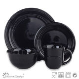 Shiny Black Ceramic Dinner Set