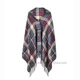 Fashion Tartan Check Woven Acrylic Lady Shawl with Button (H19)