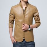 Men's Slim Jacket Washed PU Leather Motorcycle Jacket Casual Jacket