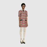 Plaid Lapel Fringe Dress for Customized