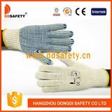 Ddsafety 2017 7 Gauge Natural Cotton Blue PVC Dots Glove