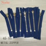 Clothing Accessories Brass Metal Zipper 45 Yg for Denim Apparels