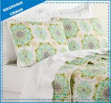Green Floral Totem Polyester Quilted Coverlet Set