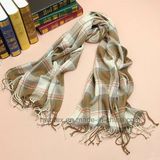 Fashion Tartan Check Beige Woven Lady Shawl / Scarf (HWBA09)