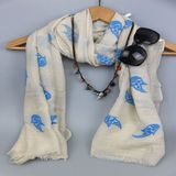 Printing Fishes Voile Scarf, Girls Polyester Scarf, Fashion Accessory Supplier