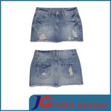 Women Light Blue Distressed Denim Skirts (JC2092)