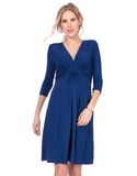 2017 Customized Plain Navy Knot Front Maternity Dresses Wholesale