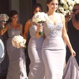 Sheath Prom Party Gowns Chiffon Purple Bridesmaid Dresses Z5085