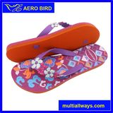 PE Flip Flop Strap Slipper with Flower Decoration for Lady (T1643)