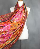 Lady Fashion Flower Printed Viscose Silk Scarf (YKY1022-4)