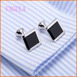 VAGULA 2016 New Arrival Agate Rhodium Plated Cufflinks Gemelos