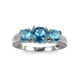 Women Rings Blue Fire Opal Purple Cubic Zirconia Rhodium Plated Flower Leaf Bypass Jewelry Size 6-10 Esg10252