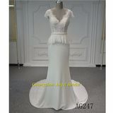 Sexy Deep V Neck Chiffon and Lace Wedding Dress Bridal Gown