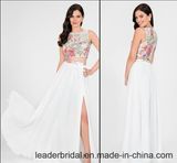 Printing Flora Evening Gowns Side Split Prom Party Dresses Z5021