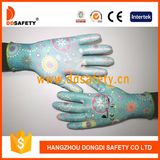 Ddsafety 2017 13 Gauge Polyester Blue Flower Printed Gloves