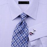 Business Men Plaid French Cuff Dress Shirt