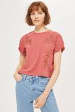 2017 Hot Sale Women Simple Designs Flower Embroidered Gilrs T-Shirts