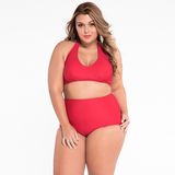 Great Size Women Vintage High Waisted Bathing Suit Bikini, Retro Halter Bikini Polka Swimsuits