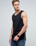 Men's Black Back Panel Stripe Singlet