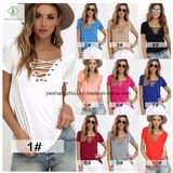 Sexy T-Shirt Short Sleeved Plain V-Neck Fashion Women Dress Factory