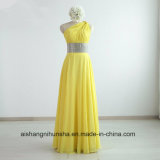 Chiffon A-Line Bridesmaid Dress Floor-Length One-Shoulder Sequined Evening Dress
