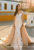 Lace Mermaid Bridal Gown Champagne Tulle Wedding Dress Wd077