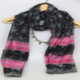 Digital Printing Azo Free Black Shawl for Women Fashion Accessory