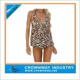 Luxury Plus Size High Waisted Tankini with Sublimation Leopard Print