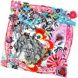 Women Fashion Flower Printed Square Silk Scarf (L-4)