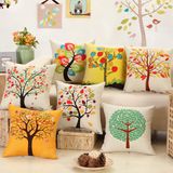 Printed Throw Pillow Case Home Decorative Back Cushion Cover Thick Linen Cotton