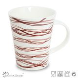 13oz Ceramic Mug with Brown Geometrical Decal