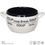 Outside White Inside Color Soup Bowl with 2 handles