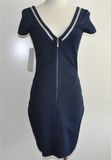 Viscose Spandex Deep V-Neck Zip Sweater Dress