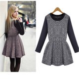 European and American Women Long Sleeved Plaid Dress/Hot Sale Autum and Winter Plaid Dress for Women D1556