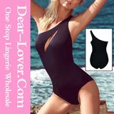 One Shoulder Cleavage Slit One-Piece Swimwear