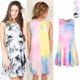 Women's Summer Sleeveless Casual T-Shirt Swing Dress Holiday Beach Dress