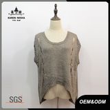 Women Batwing Sleeve Hi-Lo Hem Knitted Tank Top