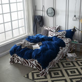 Solid Blue and Leopard Coral Fleece Bedding Bed Sheet Set