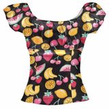 OEM Sweet Wind Fashion Printing Fruit Round Neck Collar Tops Female