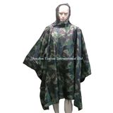 Military Woodland Camouflage Rain Poncho with Hood