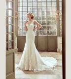 Bridal Beach Gown Sheer Back Lace Beach Wedding Dress Ya055