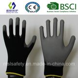 13G Black Polyester with Gary PU Coating Safety Gloves (SL-PU206(13G))