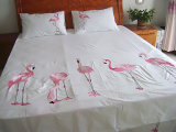 Pink Flamingos Embroidery Bedding Set