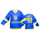 Custom Ukraine Blue Sublimated Ice Hockey Jersey as Your Design